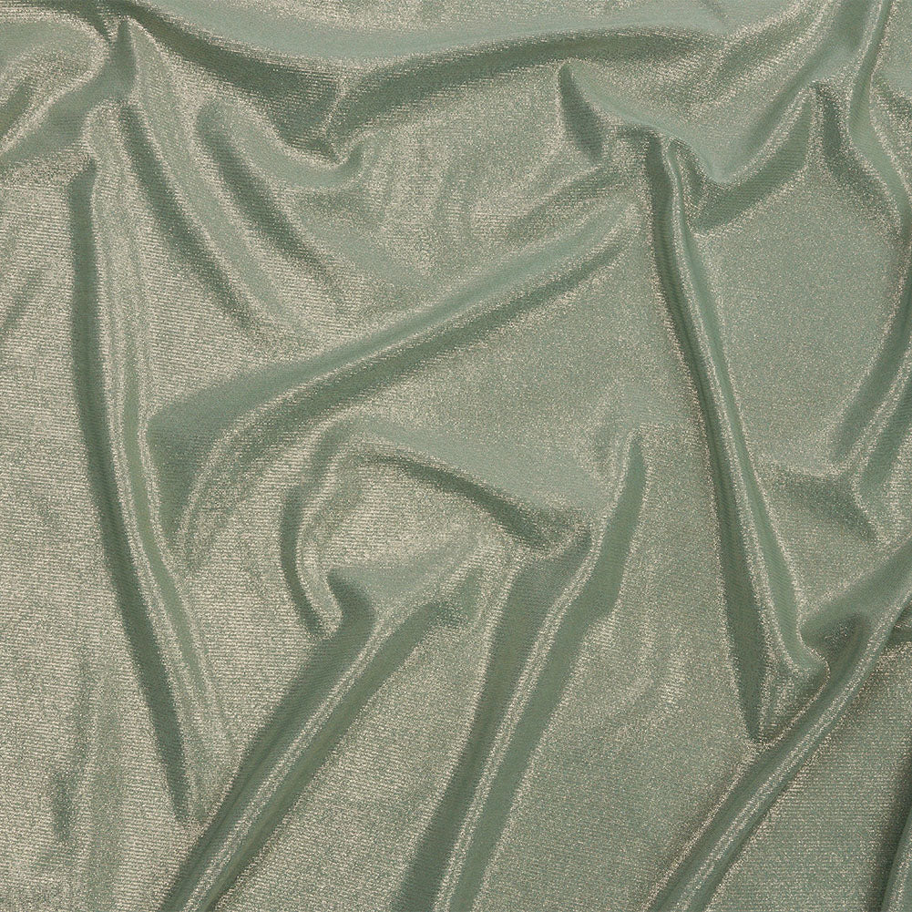 Foiled ITY Interlock Knit - Green Bay and Gold - Gaby Collection Foiled ITY Interlock Knit - Green Bay and Gold - Gaby Collection