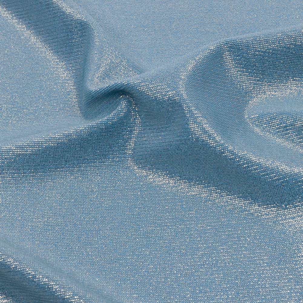 Foiled ITY Interlock Knit - Sky and Silver - Gaby Collection - Detail Foiled ITY Interlock Knit - Sky and Silver - Gaby Collection - Detail