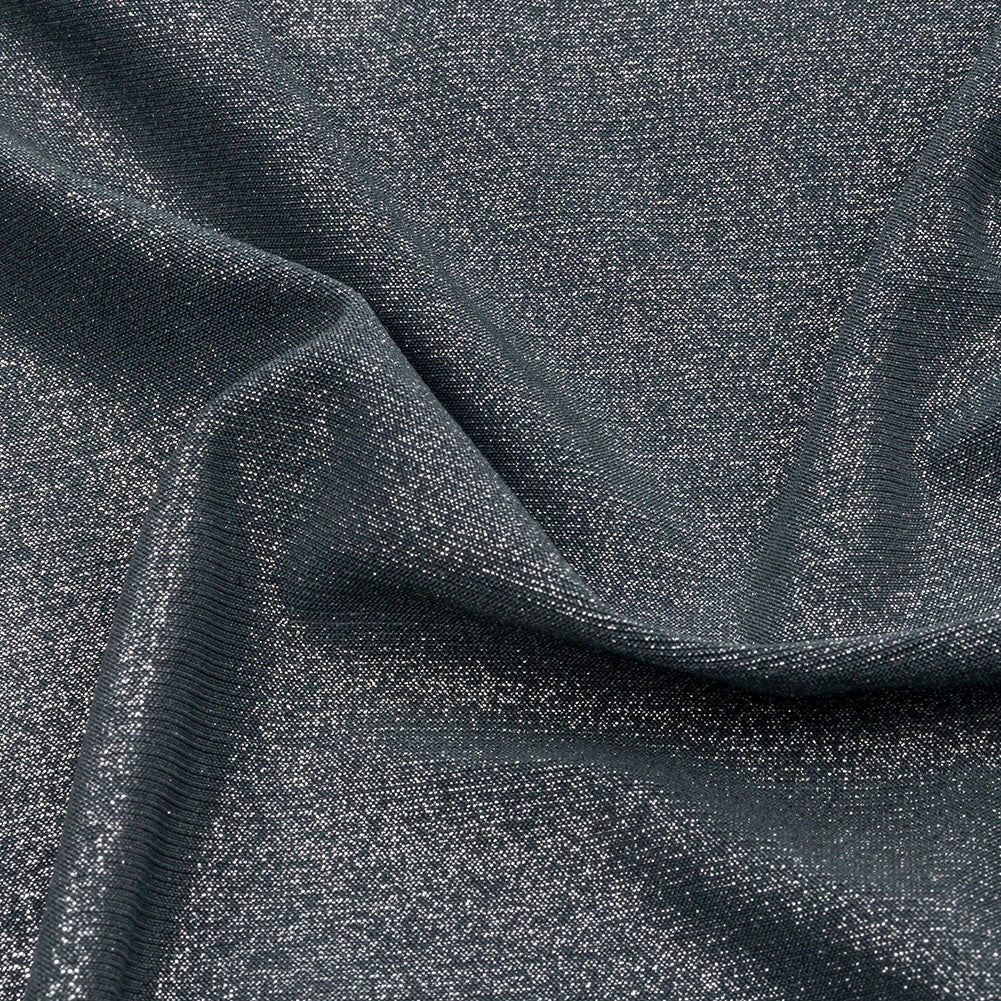 Foiled ITY Interlock Knit - Steel Gray and Silver - Gaby Collection - Detail Foiled ITY Interlock Knit - Steel Gray and Silver - Gaby Collection - Detail