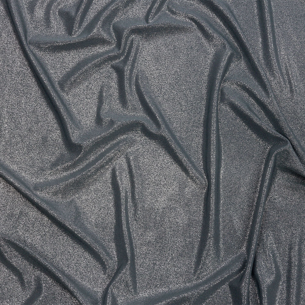 Foiled ITY Interlock Knit - Steel Gray and Silver - Gaby Collection Foiled ITY Interlock Knit - Steel Gray and Silver - Gaby Collection