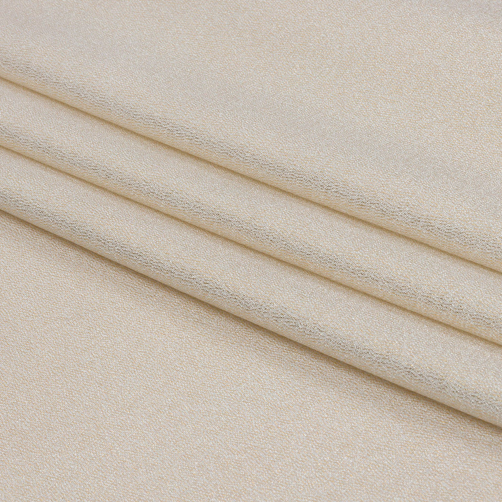 Stretch Polyester Crepe with Gold Foiling - White - Devyn Collection - Folded Stretch Polyester Crepe with Gold Foiling - White - Devyn Collection - Folded