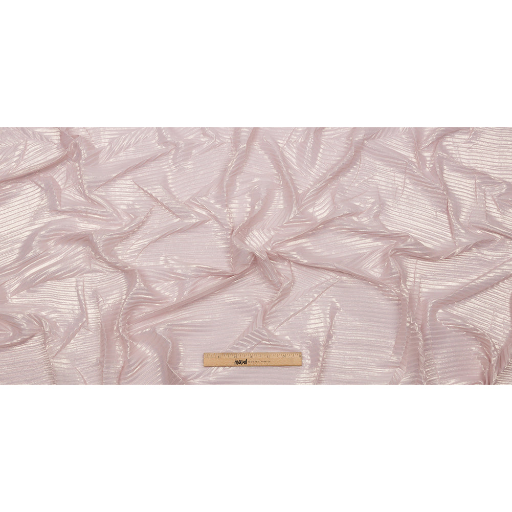Polyester Chiffon with Abstract Pleats and Gold Foil - Pink - Melia Collection - Full Polyester Chiffon with Abstract Pleats and Gold Foil - Pink - Melia Collection - Full