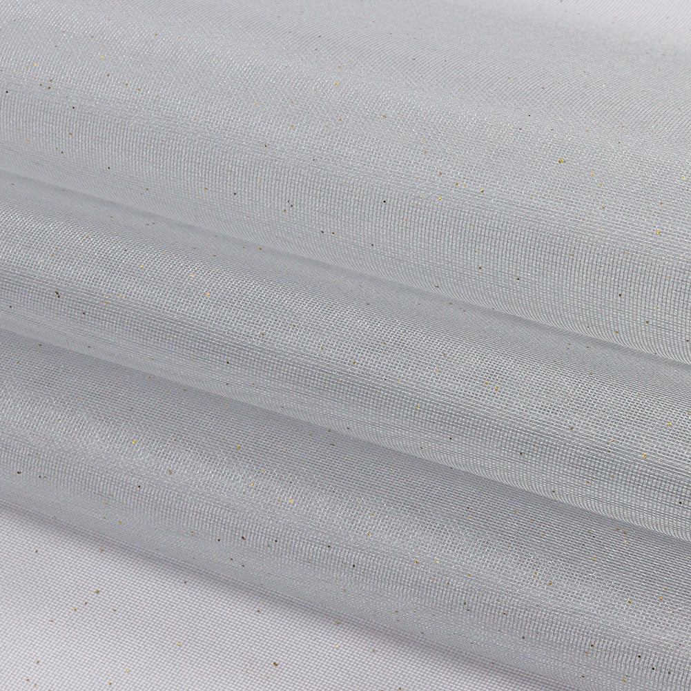 Polyester Mesh Organza with Gold Glitter - Pale Blue - Starlight Collection - Folded Polyester Mesh Organza with Gold Glitter - Pale Blue - Starlight Collection - Folded