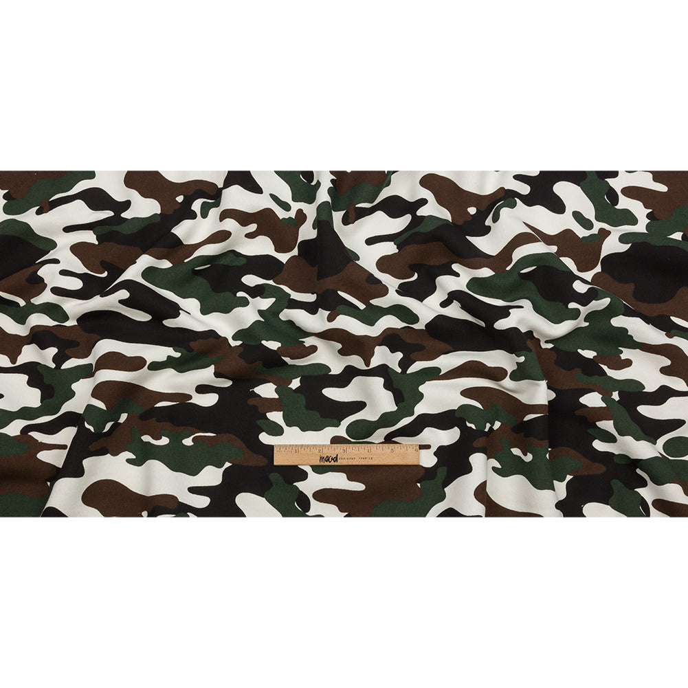 Green, Brown, and White Camouflage Cotton Brushed French Terry Full Green, Brown, and White Camouflage Cotton Brushed French Terry Full