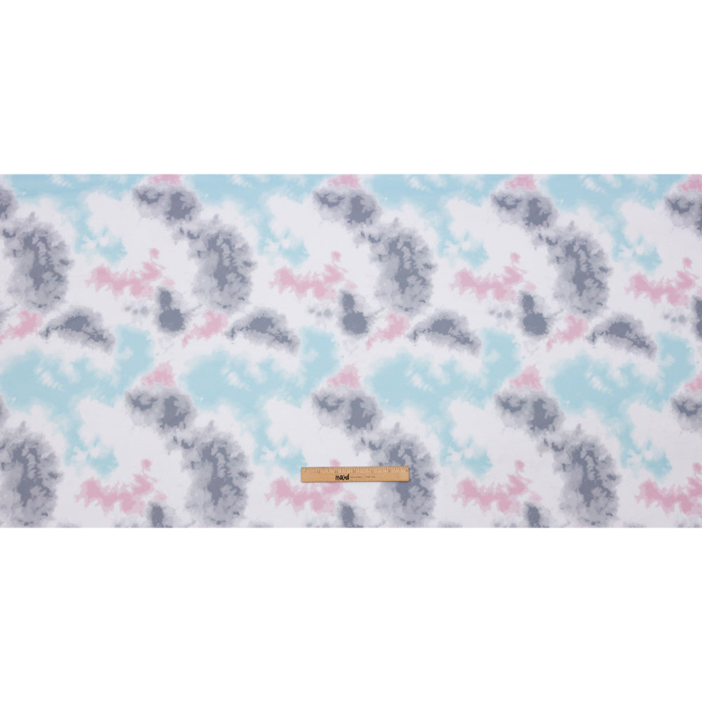 Pink, Gray and Blue Tie Dye Recycled Polyester Interlock Knit Full Pink, Gray and Blue Tie Dye Recycled Polyester Interlock Knit Full
