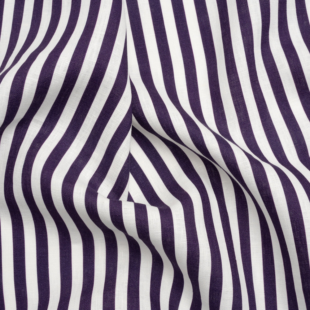 Medium Weight Linen Woven - Eggplant Stripes - Lydia Collection Medium Weight Linen Woven - Eggplant Stripes - Lydia Collection
