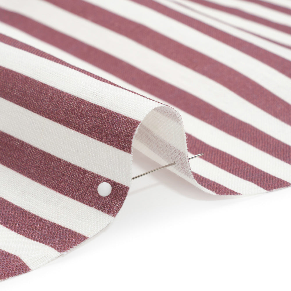 Medium Weight Linen Woven - Dusty Plum Stripes - Lydia Collection - Detail Medium Weight Linen Woven - Dusty Plum Stripes - Lydia Collection - Detail