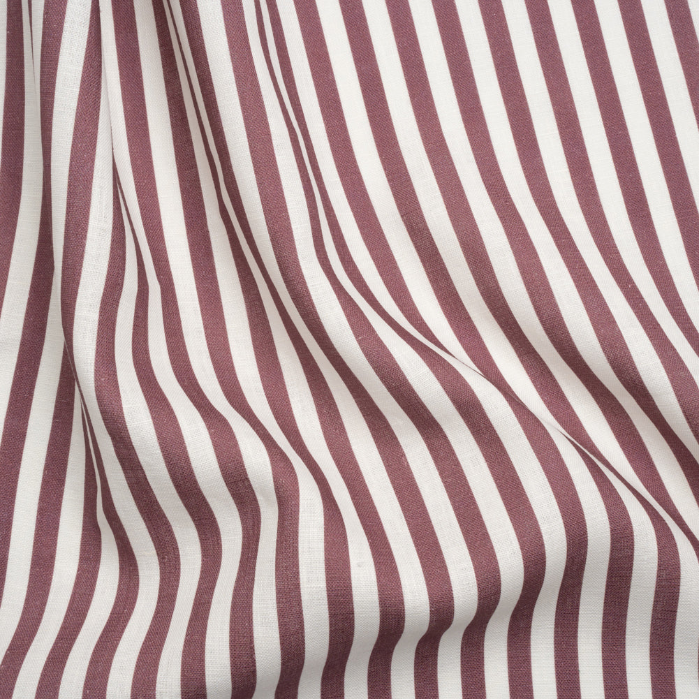 Medium Weight Linen Woven - Dusty Plum Stripes - Lydia Collection Medium Weight Linen Woven - Dusty Plum Stripes - Lydia Collection