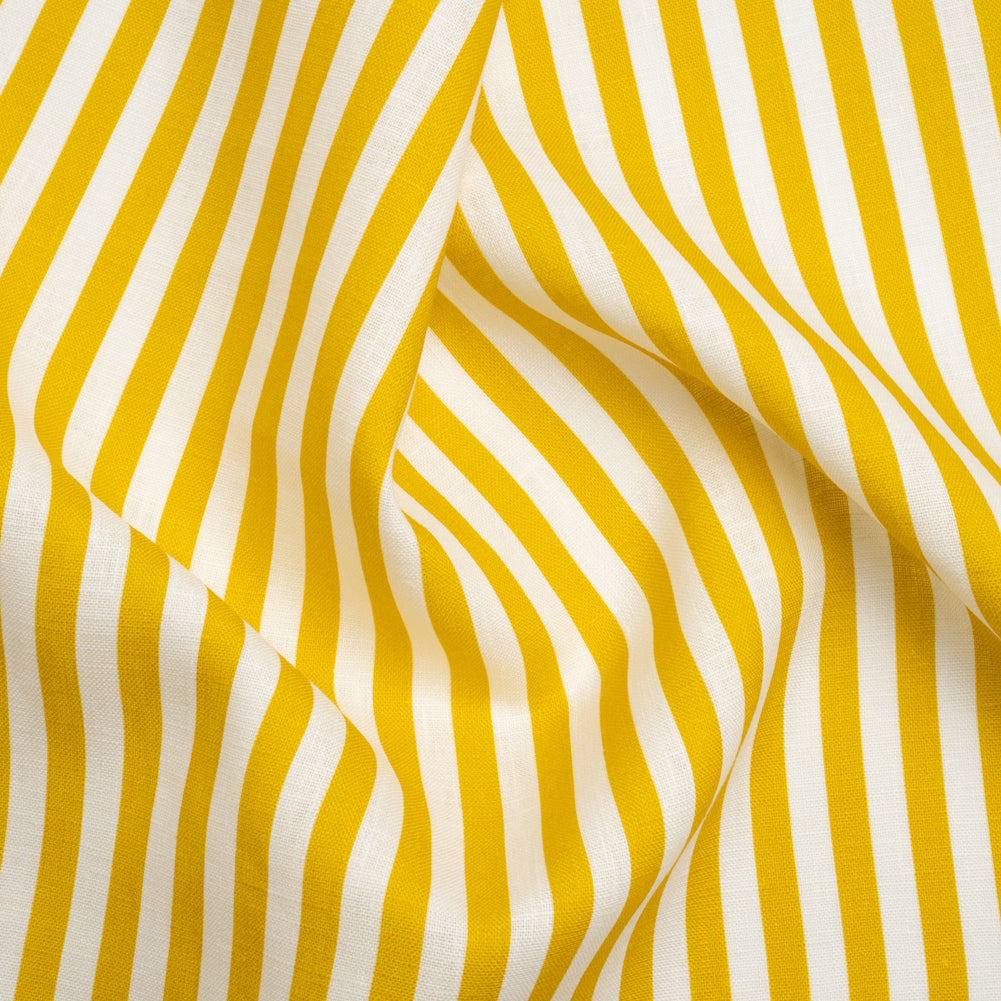 Medium Weight Linen Woven - Citrus Yellow Stripes - Lydia Collection Medium Weight Linen Woven - Citrus Yellow Stripes - Lydia Collection