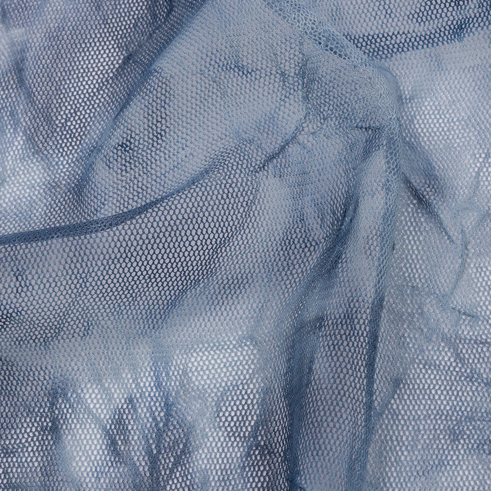 Indigo Tie Dye Crinkled Polyester Stretch Tulle Detail Indigo Tie Dye Crinkled Polyester Stretch Tulle Detail