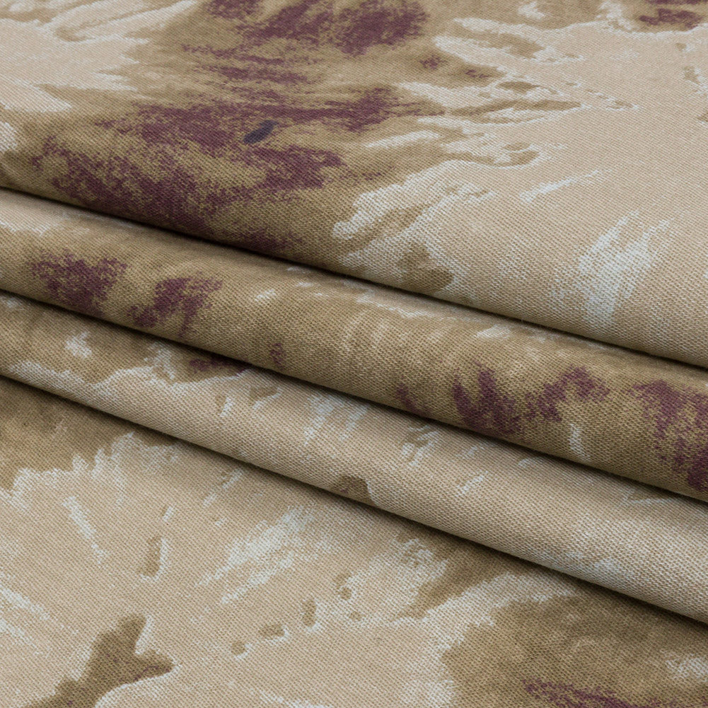 Beige, Taupe and Burgundy Tie Dye Stretch Cotton Canvas Folded Beige, Taupe and Burgundy Tie Dye Stretch Cotton Canvas Folded