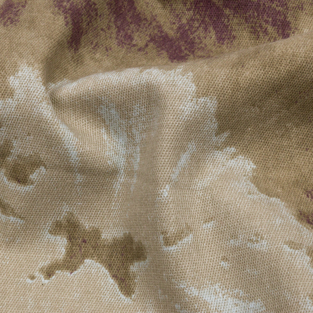 Beige, Taupe and Burgundy Tie Dye Stretch Cotton Canvas Detail Beige, Taupe and Burgundy Tie Dye Stretch Cotton Canvas Detail