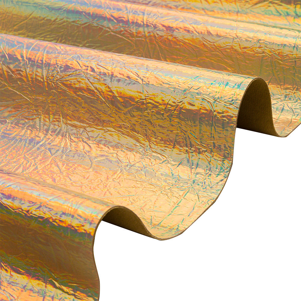 Crinkled Mirror Vinyl with Fabric Backing - Holographic Gold - Ingot Collection Crinkled Mirror Vinyl with Fabric Backing - Holographic Gold - Ingot Collection