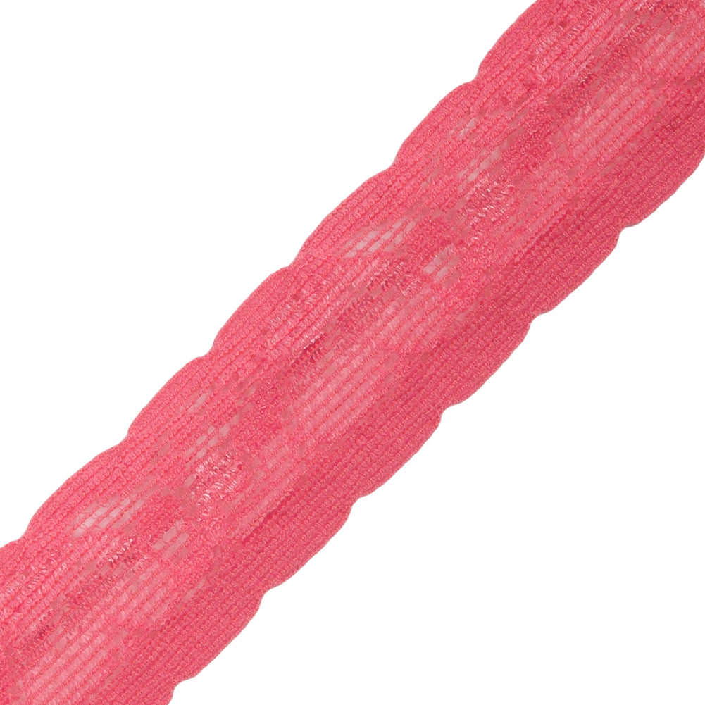 Famous NYC Designer Bubblegum Floral and Scalloped Stretch Lace Trim - 0.9375" Detail Famous NYC Designer Bubblegum Floral and Scalloped Stretch Lace Trim - 0.9375" Detail