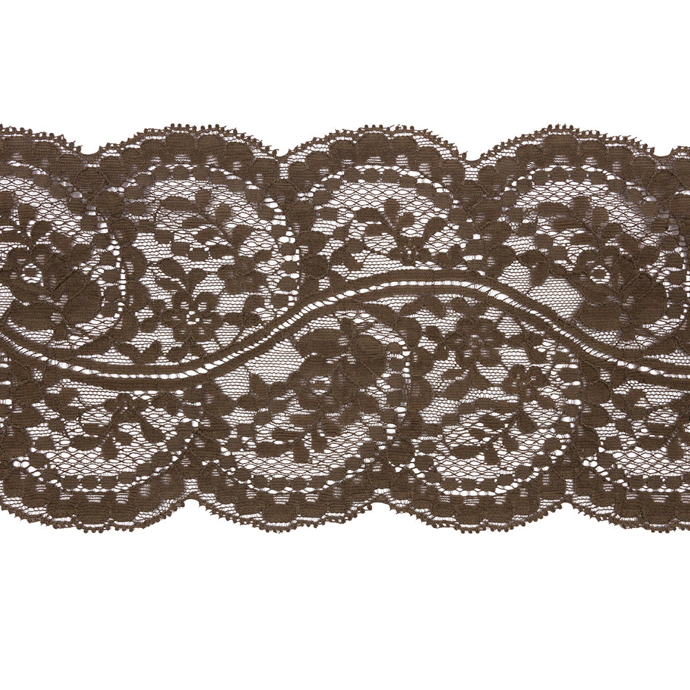 Famous NYC Designer Dark Olive Flowering Leafy Vine Lace Trim with Scalloped Edges - 5" Famous NYC Designer Dark Olive Flowering Leafy Vine Lace Trim with Scalloped Edges - 5"