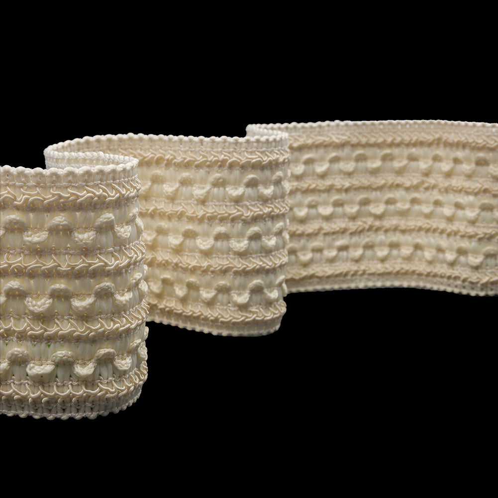 Famous NYC Designer Eggshell Waves Stretch Braided Trim - 2.75" Famous NYC Designer Eggshell Waves Stretch Braided Trim - 2.75"