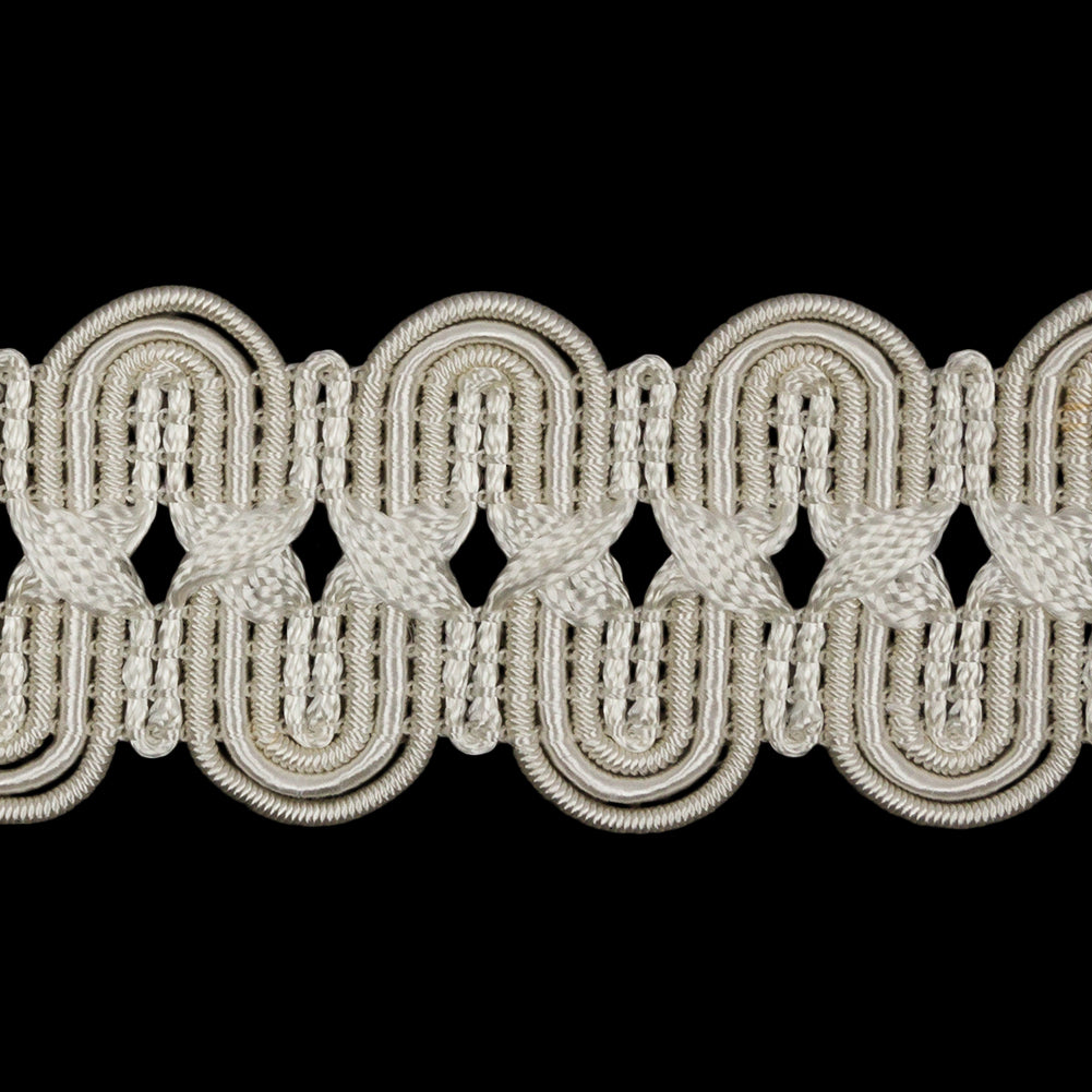 Famous NYC Designer Ivory Arches and Crosses Gimp Braided Trim - 1.375" Detail Famous NYC Designer Ivory Arches and Crosses Gimp Braided Trim - 1.375" Detail
