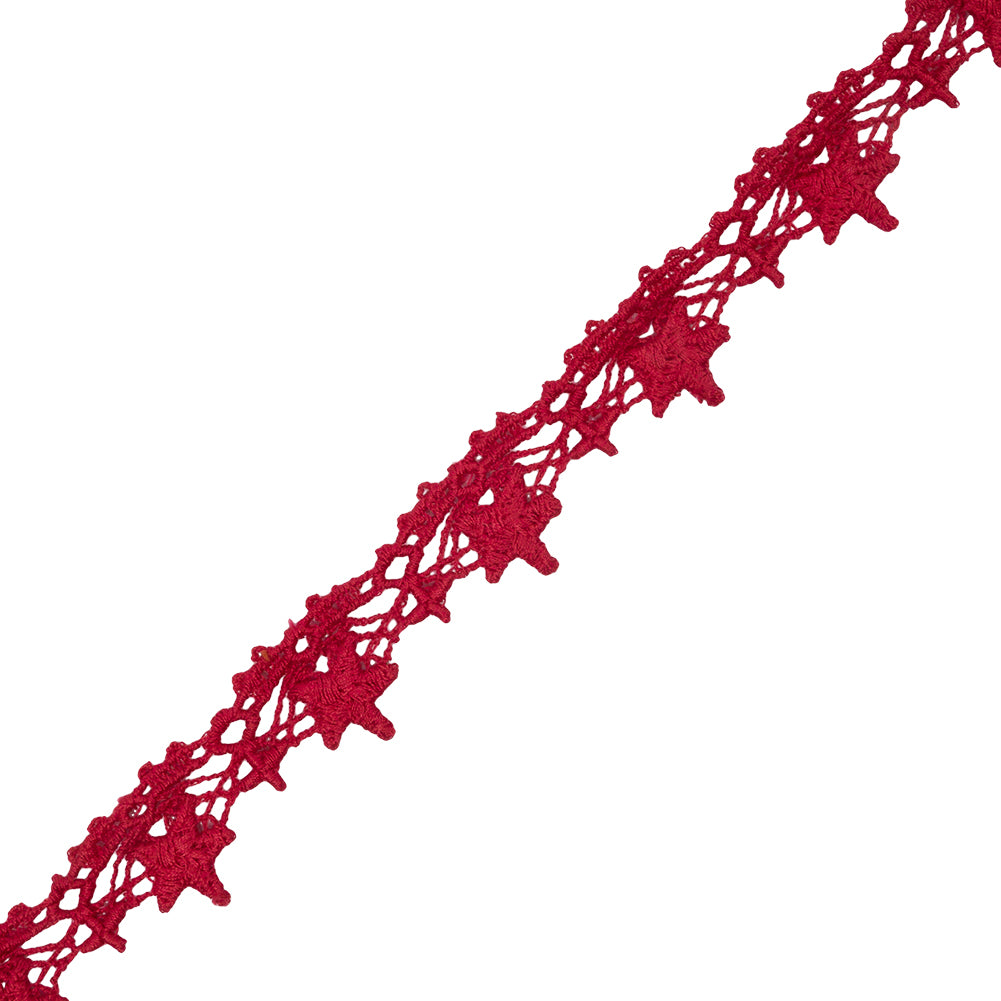Famous NYC Designer Red Stars and Scallops Venise Lace Trim - 0.75" Famous NYC Designer Red Stars and Scallops Venise Lace Trim - 0.75"
