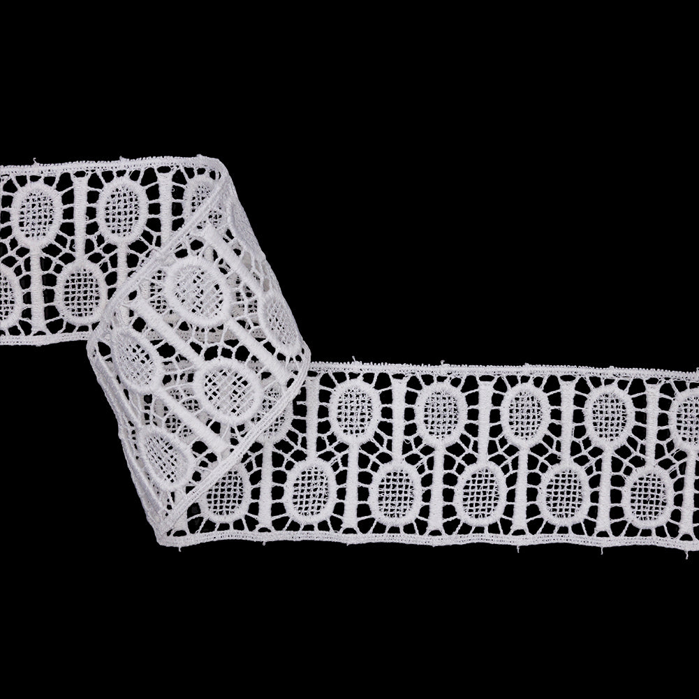 Famous NYC Designer White Tennis Rackets Cotton Venise Lace Trim - 2.125" Famous NYC Designer White Tennis Rackets Cotton Venise Lace Trim - 2.125"