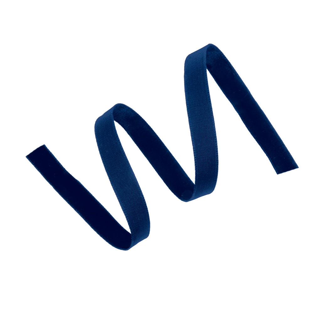 Navy Single Faced Velvet Ribbon - 0.375" Detail Navy Single Faced Velvet Ribbon - 0.375" Detail