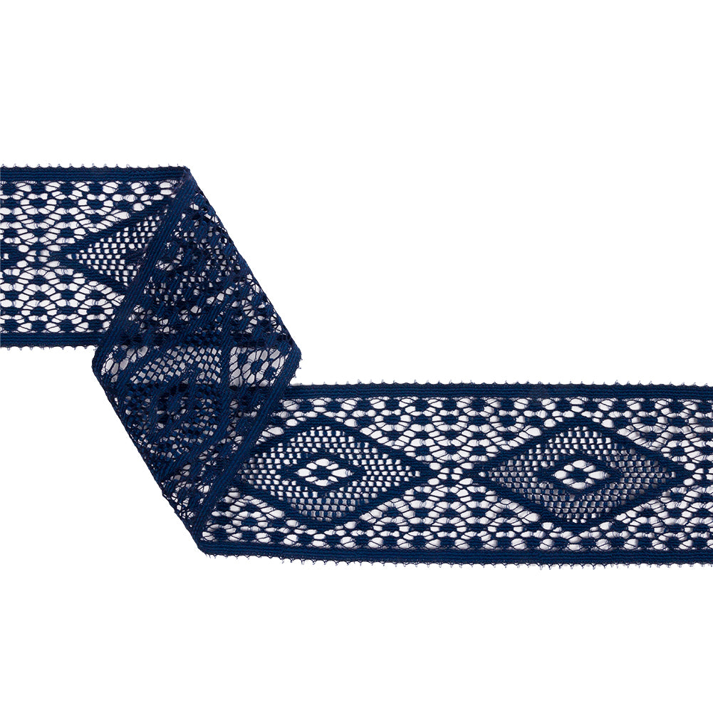 Famous NYC Designer Navy Diamonds Lace Trim - 2.125" Famous NYC Designer Navy Diamonds Lace Trim - 2.125"