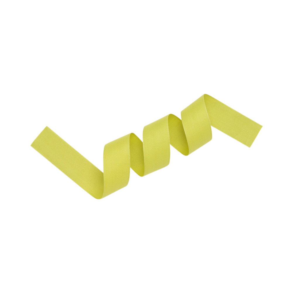 Tilly Light Chartreuse Herringbone Cotton Twill Tape - 25mm Detail Tilly Light Chartreuse Herringbone Cotton Twill Tape - 25mm Detail