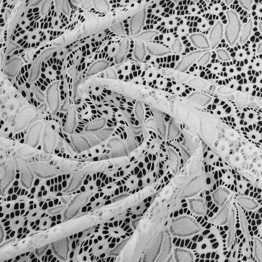 Stretch Lace - White Floral - Katerina Collection Stretch Lace - White Floral - Katerina Collection