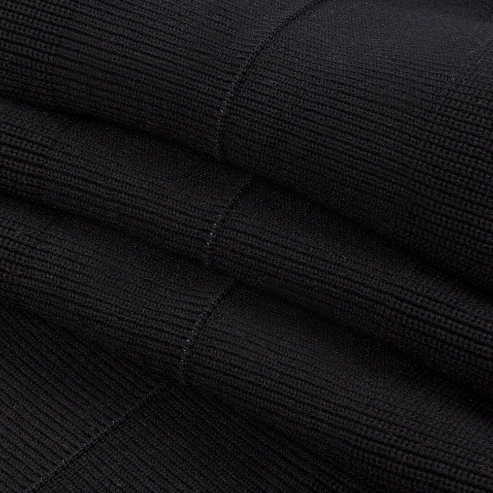 Black Ruffled Foldover Rib Knit Trim - 39" x 6" Folded Black Ruffled Foldover Rib Knit Trim - 39" x 6" Folded