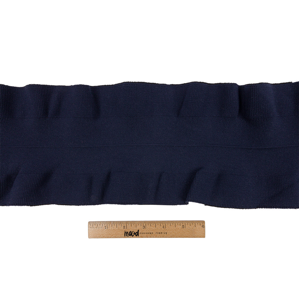 Navy Ruffled Foldover Rib Knit Trim - 39" x 6" Full Navy Ruffled Foldover Rib Knit Trim - 39" x 6" Full