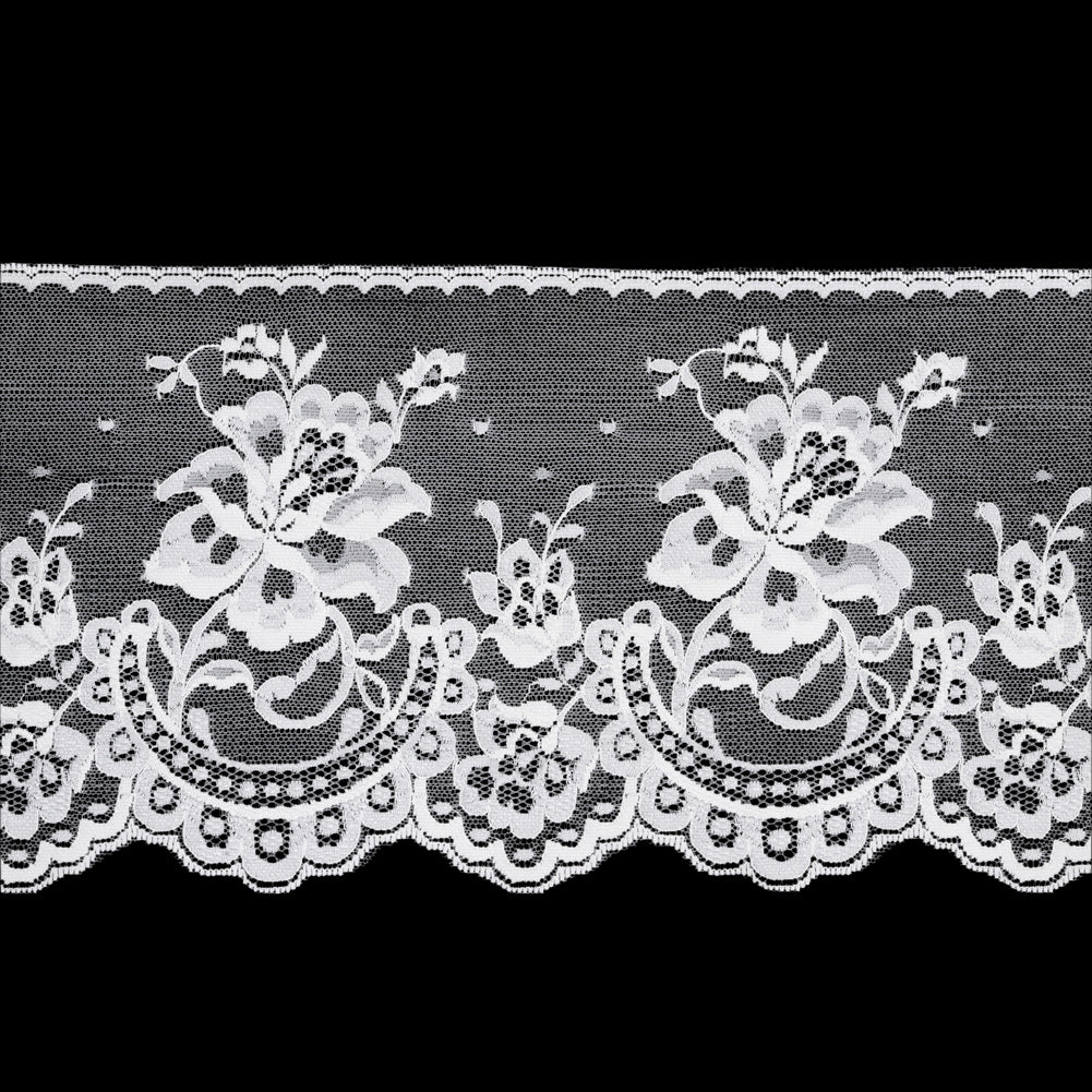 White Scalloped Edge Floral Lace Trim - 7" White Scalloped Edge Floral Lace Trim - 7"