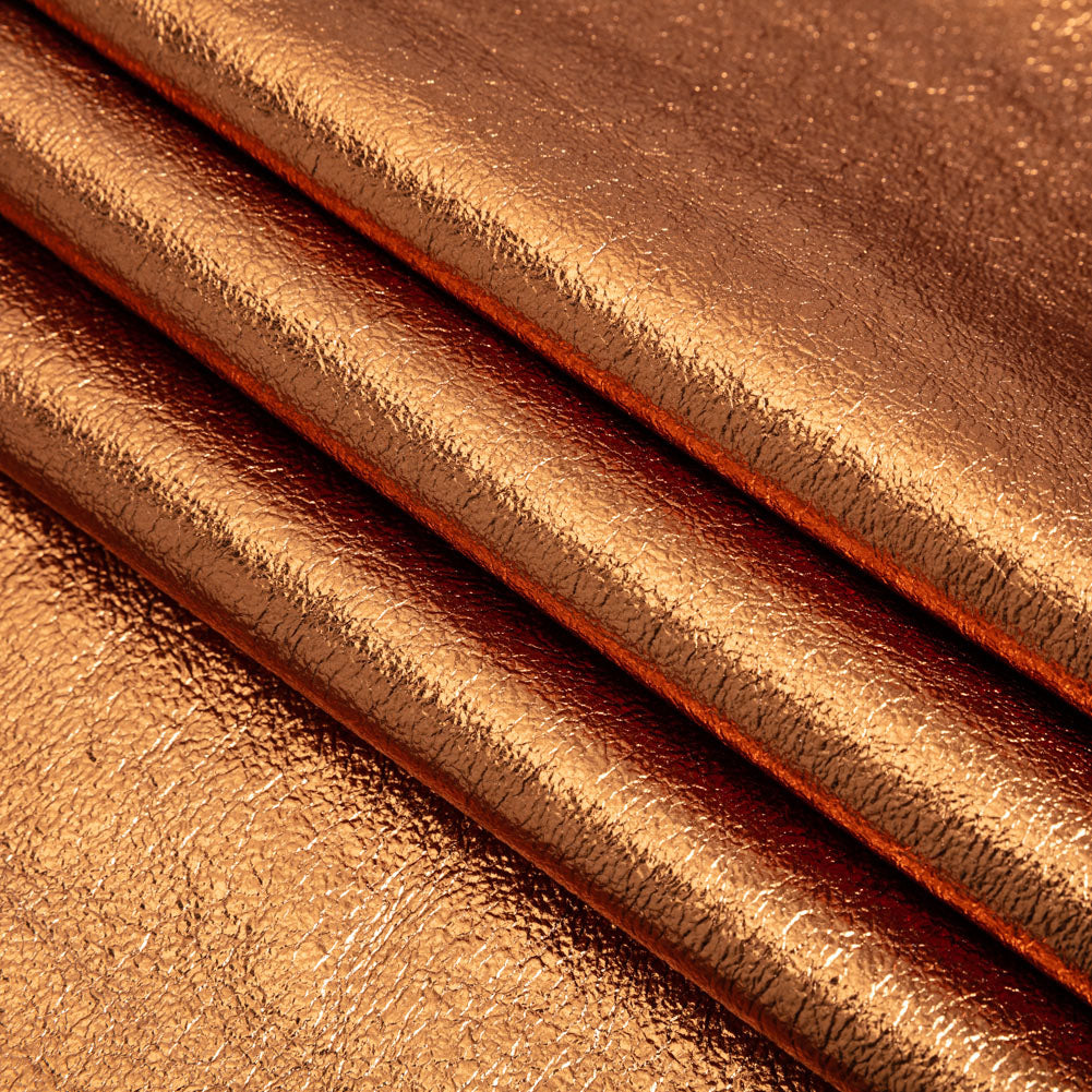 Textured Faux Leather - Metallic Copper - Ileana Collection - Folded Textured Faux Leather - Metallic Copper - Ileana Collection - Folded