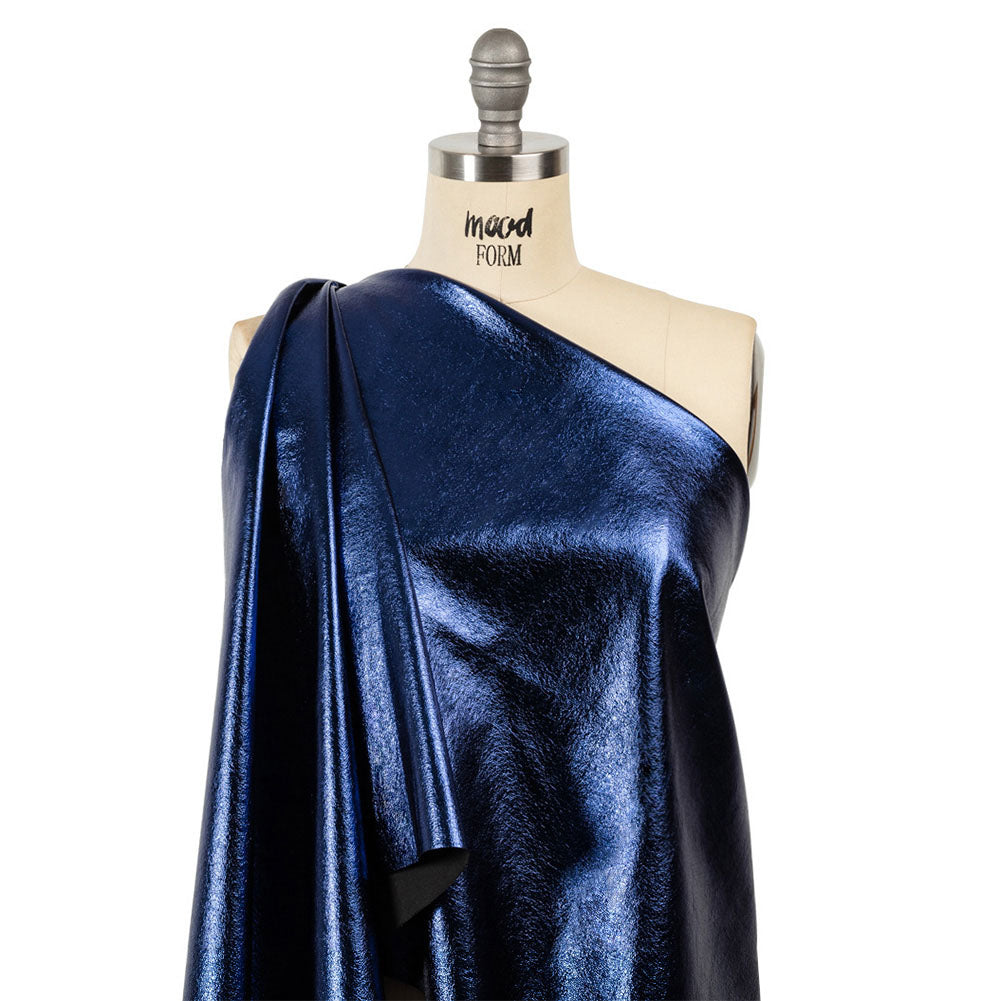 Textured Faux Leather - Metallic Navy - Ileana Collection - Drape Textured Faux Leather - Metallic Navy - Ileana Collection - Drape