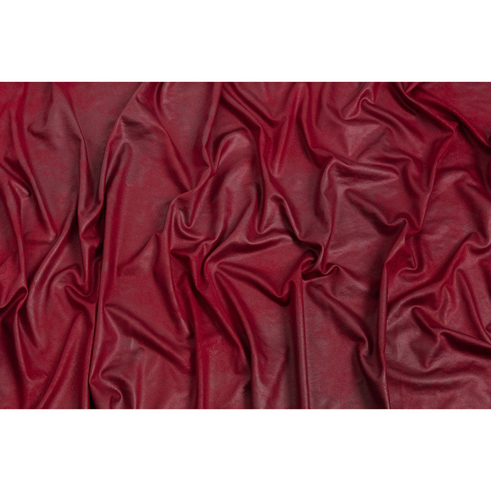 Faux Leather Foil Stretch Polyester Knit - Red Cloud Textured - Vanessa Collection - Full Faux Leather Foil Stretch Polyester Knit - Red Cloud Textured - Vanessa Collection - Full