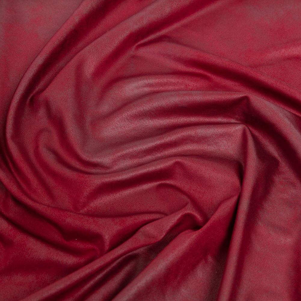 Faux Leather Foil Stretch Polyester Knit - Red Cloud Textured - Vanessa Collection Faux Leather Foil Stretch Polyester Knit - Red Cloud Textured - Vanessa Collection