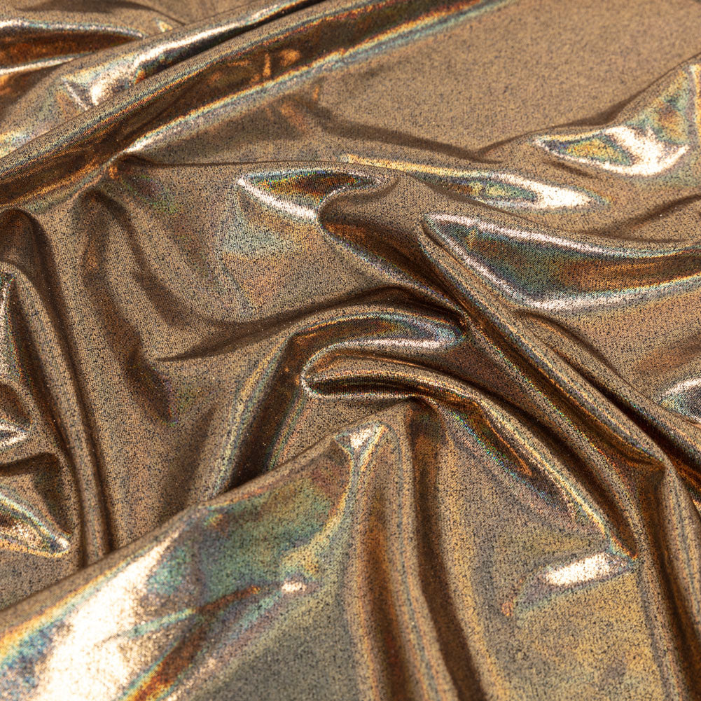 Gold Holographic Foiled Stretch Polyester Jersey Gold Holographic Foiled Stretch Polyester Jersey