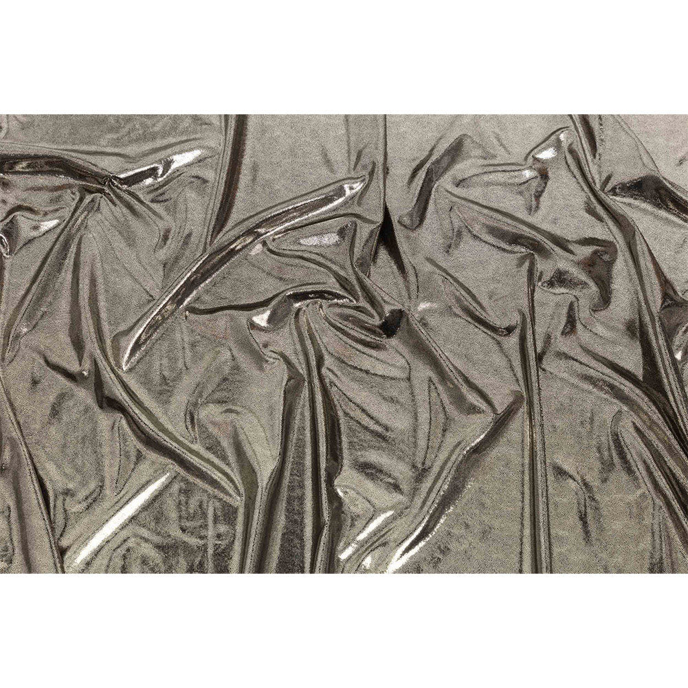 White Gold Tiny Dots Foiled Stretch Polyester Jersey Full White Gold Tiny Dots Foiled Stretch Polyester Jersey Full