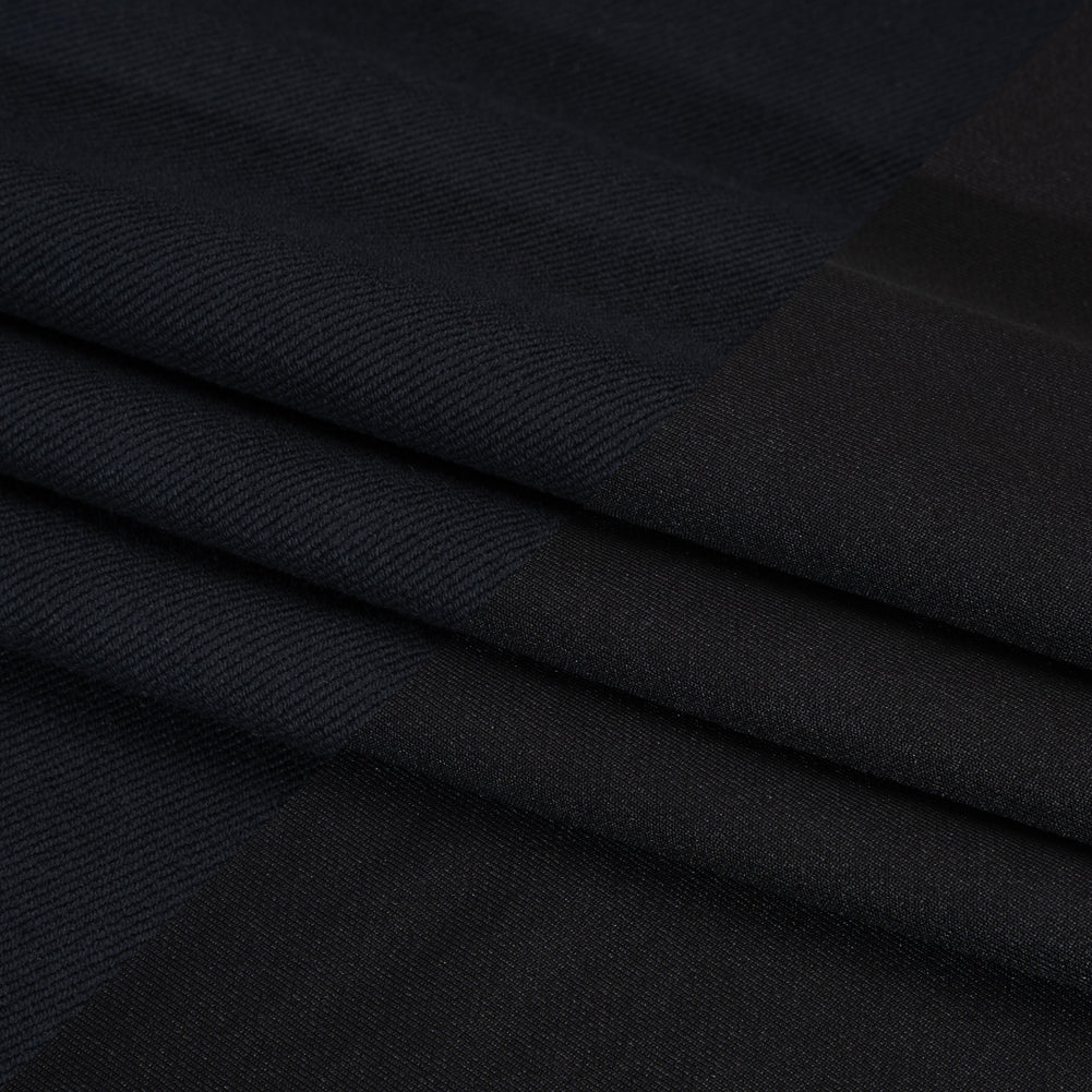 Stretch Cotton and Nylon Twill French Terry Knit - Black and Midnight Folded Stretch Cotton and Nylon Twill French Terry Knit - Black and Midnight Folded