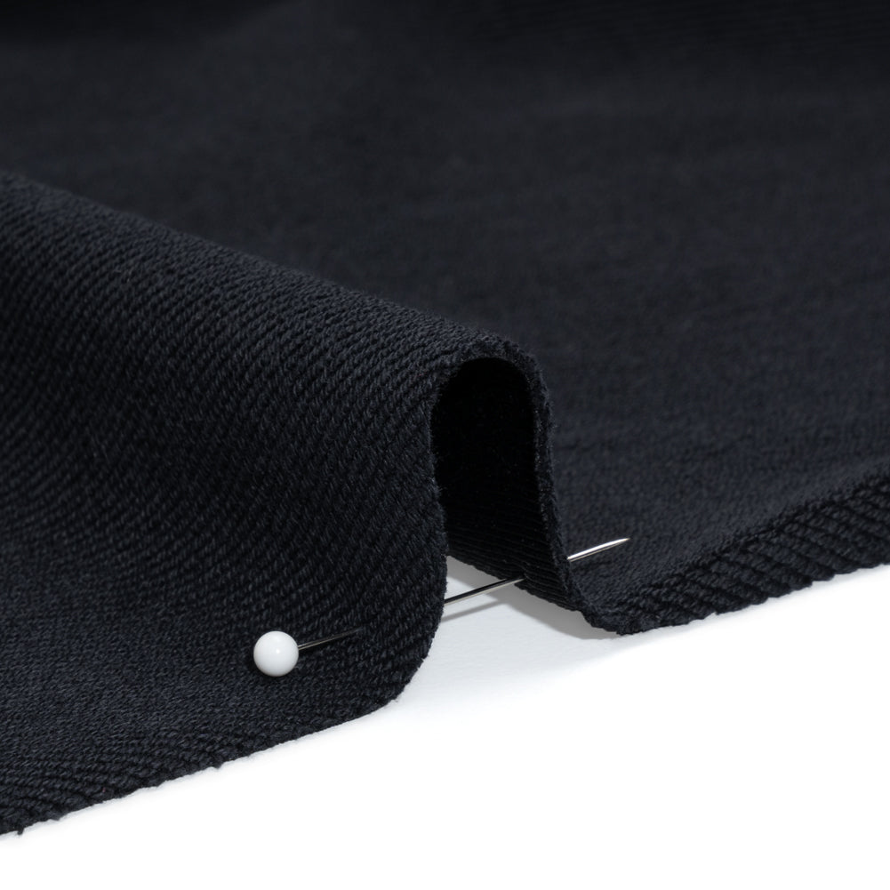 Stretch Cotton and Nylon Twill French Terry Knit - Black and Midnight Detail Stretch Cotton and Nylon Twill French Terry Knit - Black and Midnight Detail