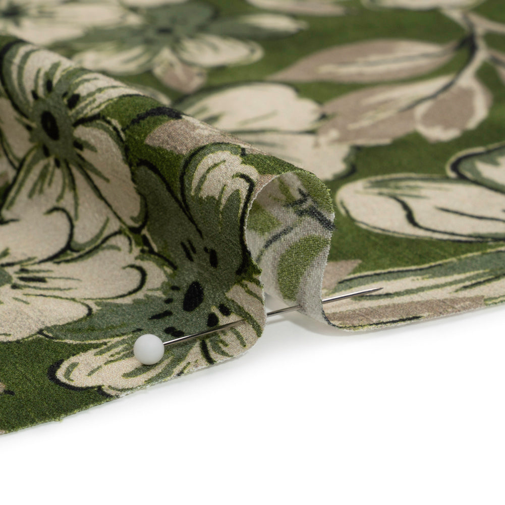 Sustainable Viscose Crepe Print - Green and White Floral - Mood Exclusive Crowded Fields Detail Sustainable Viscose Crepe Print - Green and White Floral - Mood Exclusive Crowded Fields Detail