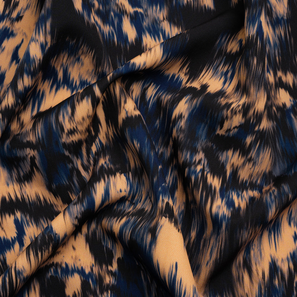 Stretch Polyester Woven Print - Blue and Beige Abstract Ikat - Mood Exclusive Shifting Sands Stretch Polyester Woven Print - Blue and Beige Abstract Ikat - Mood Exclusive Shifting Sands