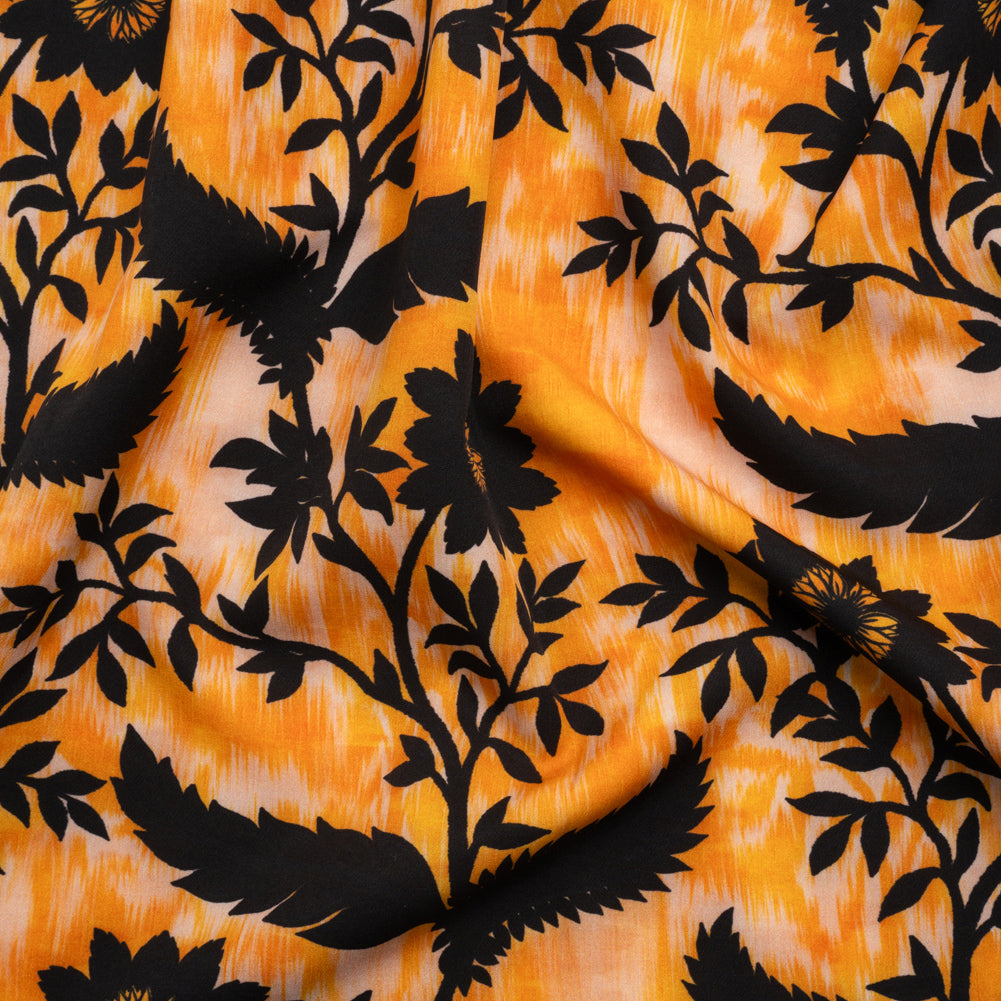 Stretch Polyester Woven Print - Yellow Florals on Abstract Ikat - Mood Exclusive Rambling Brambles Stretch Polyester Woven Print - Yellow Florals on Abstract Ikat - Mood Exclusive Rambling Brambles