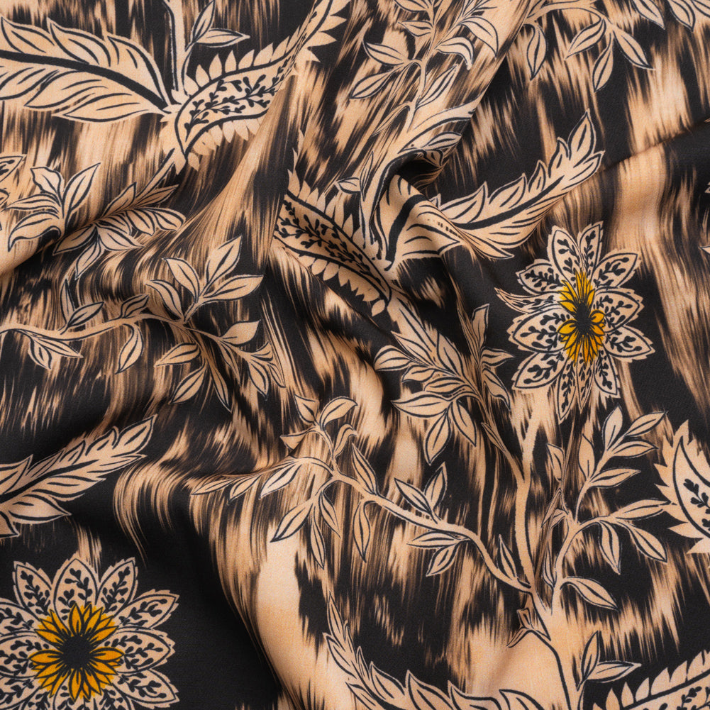 Stretch Polyester Woven Print - Beige Florals on Abstract Ikat - Mood Exclusive Rambling Brambles Stretch Polyester Woven Print - Beige Florals on Abstract Ikat - Mood Exclusive Rambling Brambles