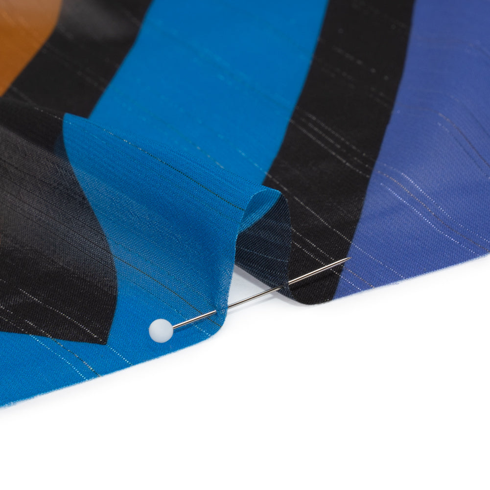 Polyester Chiffon Print with Metallic Pinstripes - Purple, Brown and Blue Diamonds - Mood Exclusive Purely Prismatic Detail Polyester Chiffon Print with Metallic Pinstripes - Purple, Brown and Blue Diamonds - Mood Exclusive Purely Prismatic Detail