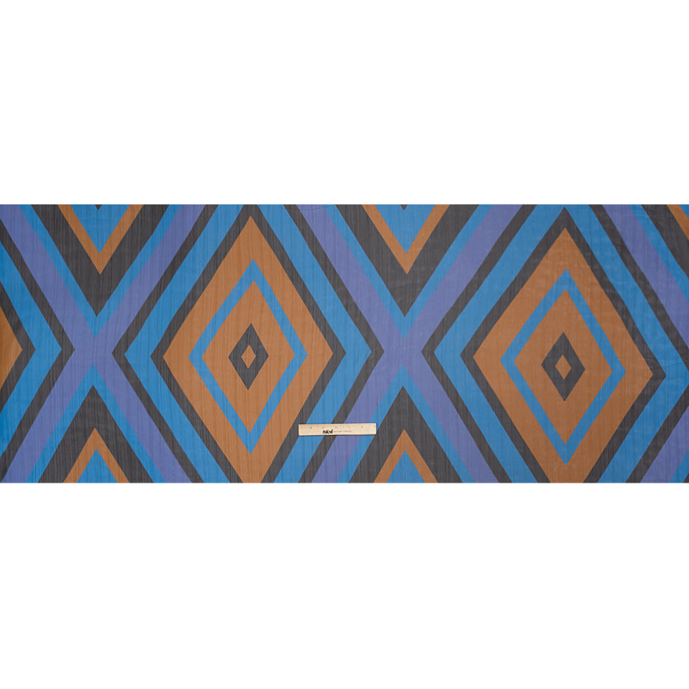 Polyester Chiffon Print with Metallic Pinstripes - Purple, Brown and Blue Diamonds - Mood Exclusive Purely Prismatic Full Polyester Chiffon Print with Metallic Pinstripes - Purple, Brown and Blue Diamonds - Mood Exclusive Purely Prismatic Full