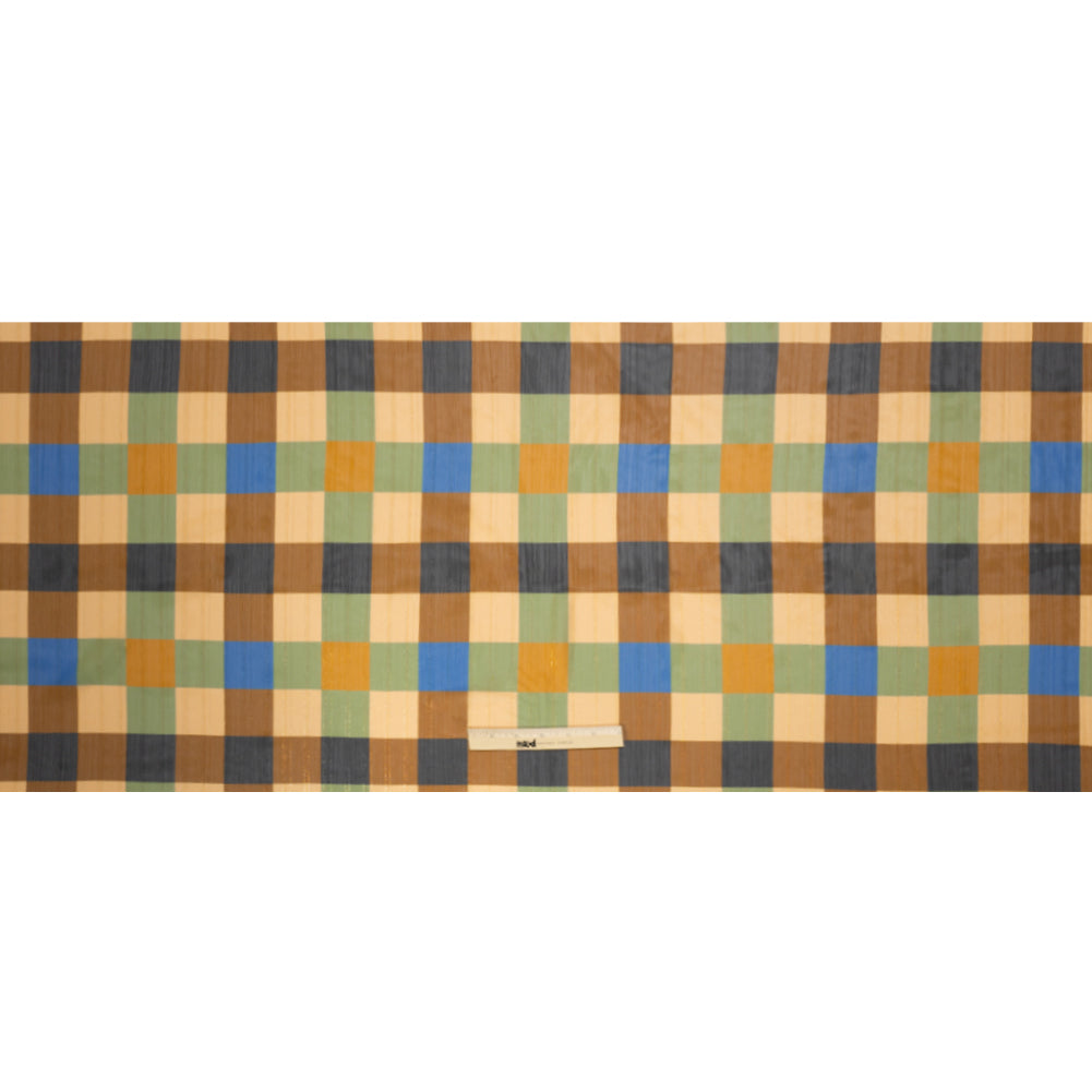 Polyester Chiffon Print with Metallic Pinstripes - Brown, Green and Yellow Plaid - Mood Exclusive Rooks and Bishops Full Polyester Chiffon Print with Metallic Pinstripes - Brown, Green and Yellow Plaid - Mood Exclusive Rooks and Bishops Full