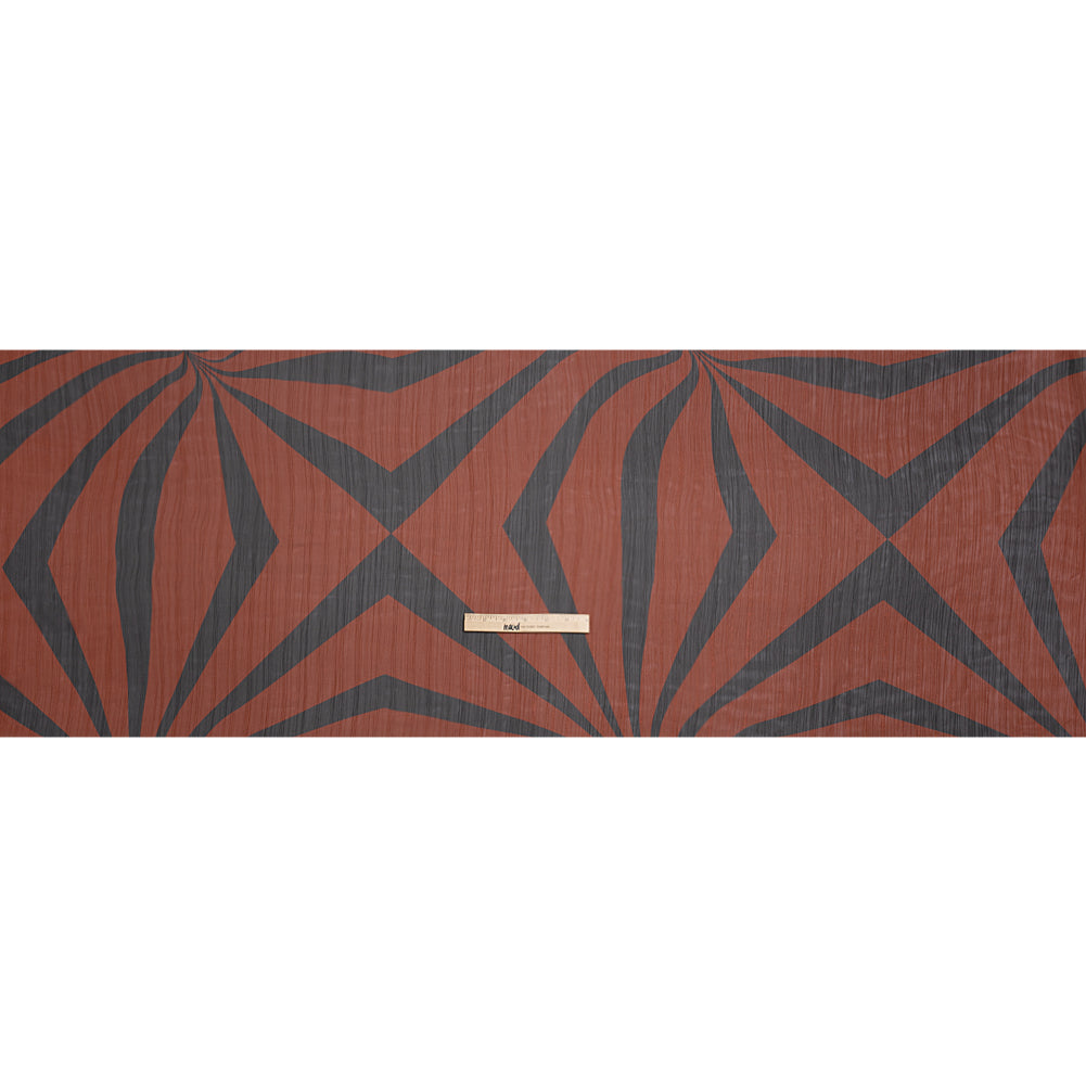 Polyester Chiffon Print with Metallic Pinstripes - Rust Red and Black Abstract - Mood Exclusive Fondue Funhouse Full Polyester Chiffon Print with Metallic Pinstripes - Rust Red and Black Abstract - Mood Exclusive Fondue Funhouse Full