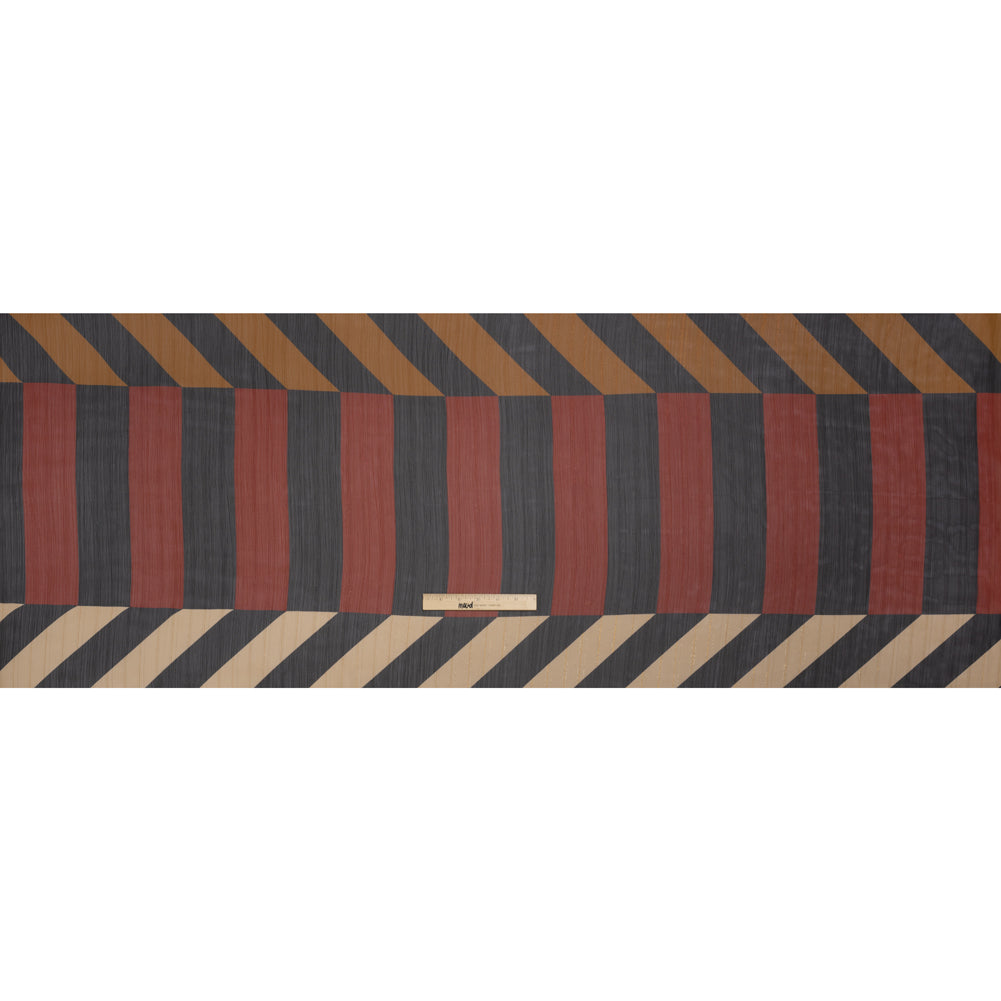Polyester Chiffon Print with Metallic Pinstripes - Black and Brown Blocky Stripes - Mood Exclusive Shadows and Rays Full Polyester Chiffon Print with Metallic Pinstripes - Black and Brown Blocky Stripes - Mood Exclusive Shadows and Rays Full