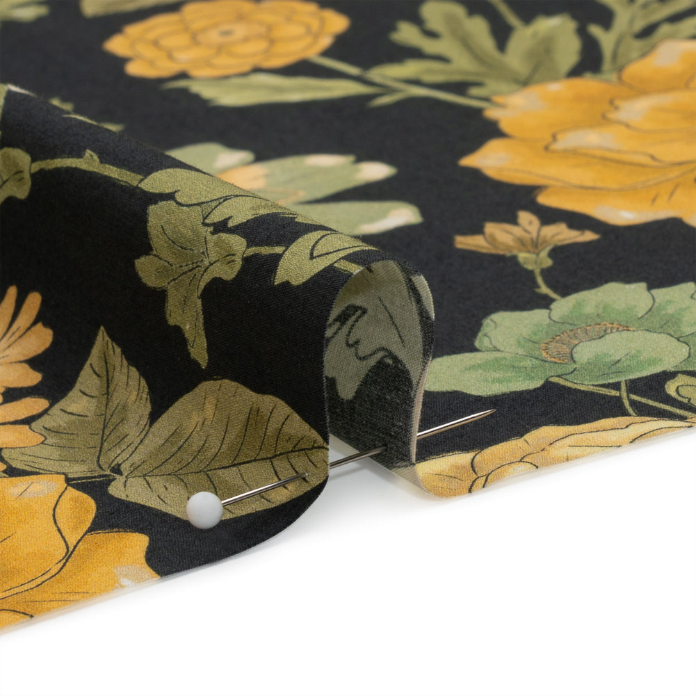 Cotton Poplin Print - Black and Yellow Floral - Mood Exclusive Glorious Gardens Detail Cotton Poplin Print - Black and Yellow Floral - Mood Exclusive Glorious Gardens Detail