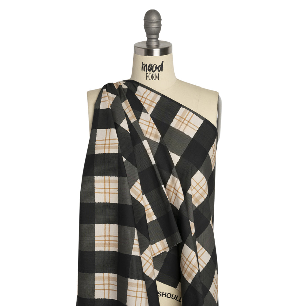 Mood Exclusive Black Plaid to be Here Cotton Poplin Drape Mood Exclusive Black Plaid to be Here Cotton Poplin Drape