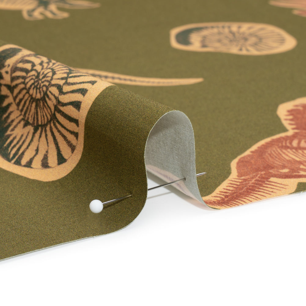 Stretch Cotton Poplin Print - Olive, Navy and Rust Dinosaur Bones and Fossils - Mood Exclusive Discovery Dig Detail Stretch Cotton Poplin Print - Olive, Navy and Rust Dinosaur Bones and Fossils - Mood Exclusive Discovery Dig Detail